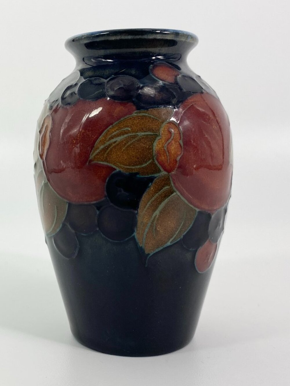 Vintage William Moorcroft Pottery Pomegranate & Grapes Vase   England RARE !!